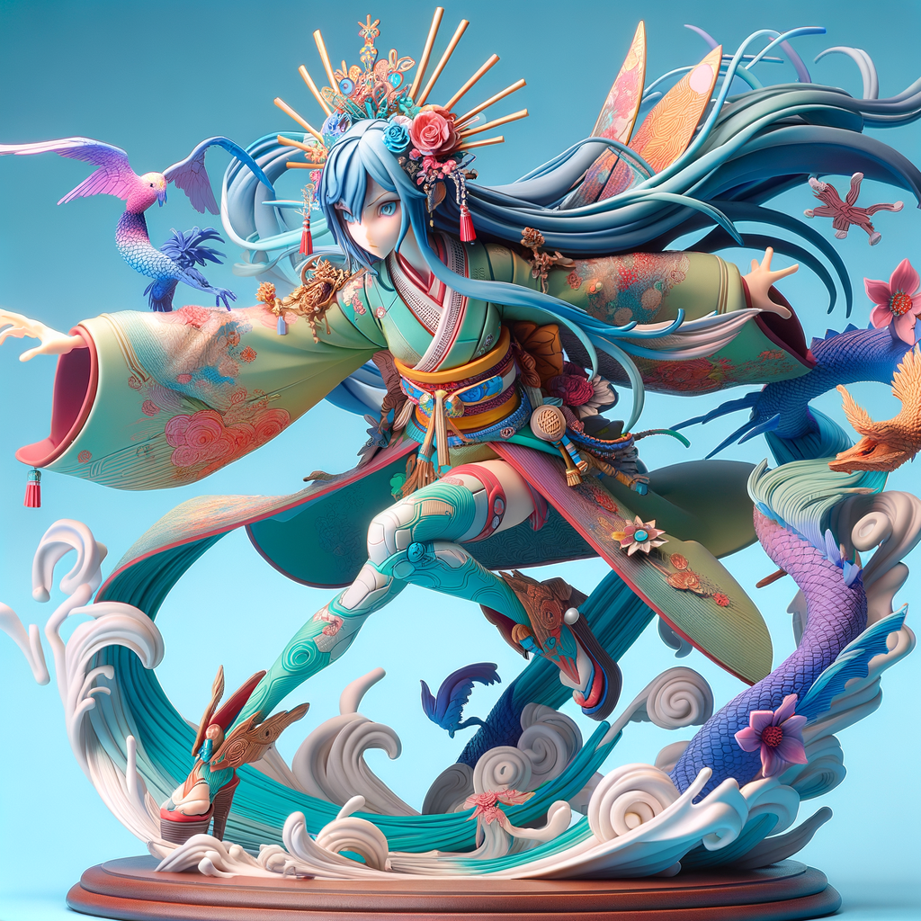 日本のアニメやゲームのフィギュア風